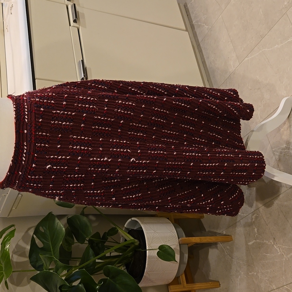 EUC Anthropologie Burgundy Cotton Blend Knit Skirt Size Medium